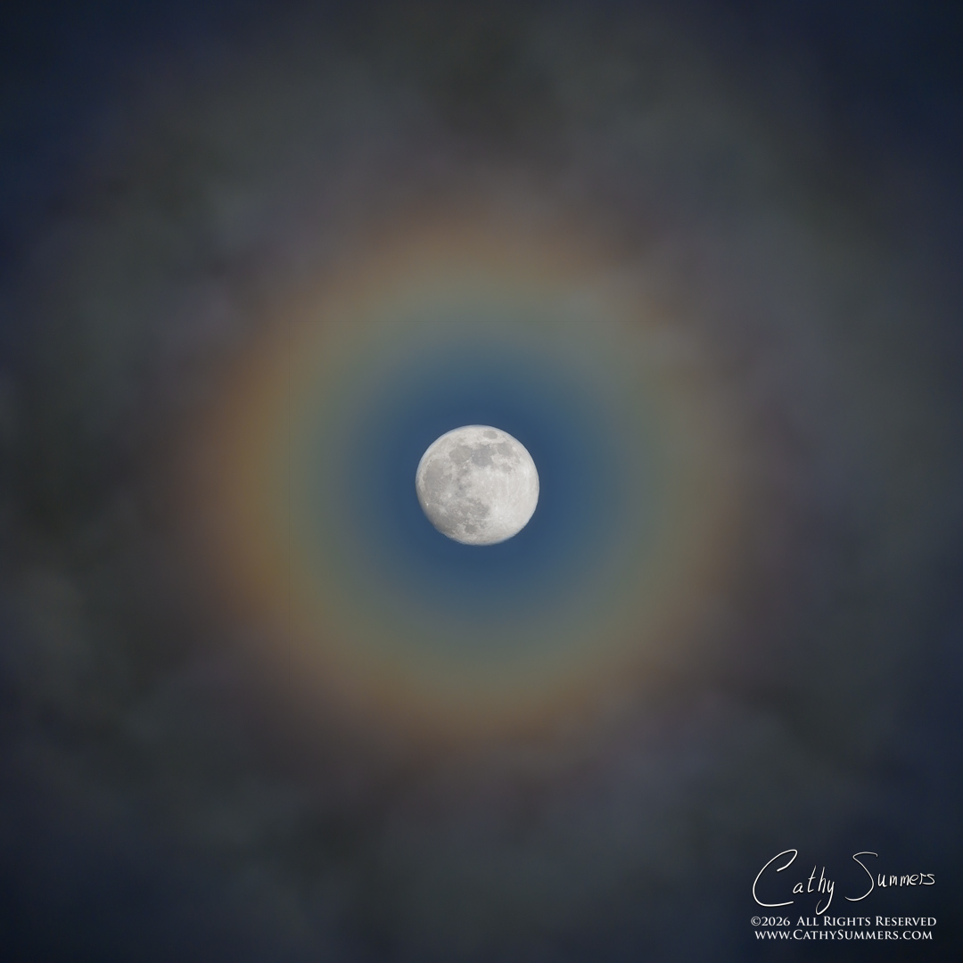 Wolf Moon and  Moonbow - Composite Photo