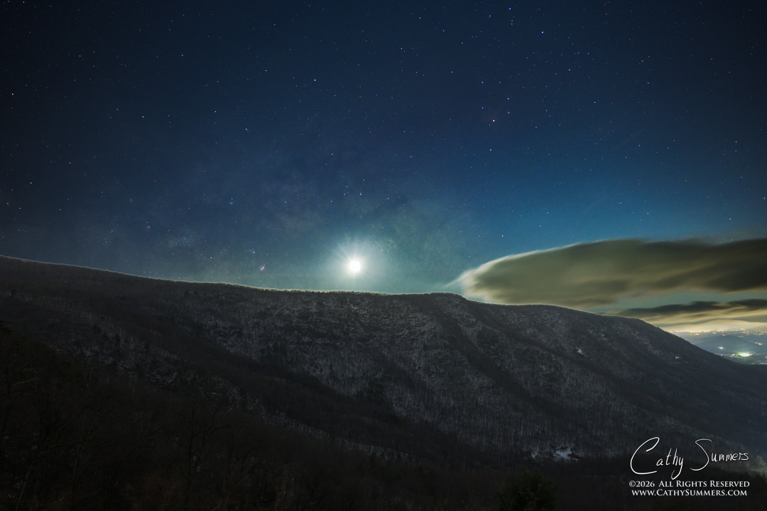 Waning Crescent Moon Washes Out the Milky Way at Bacon Hollow Overlook, Shenandoah National Park - Composite Photograph