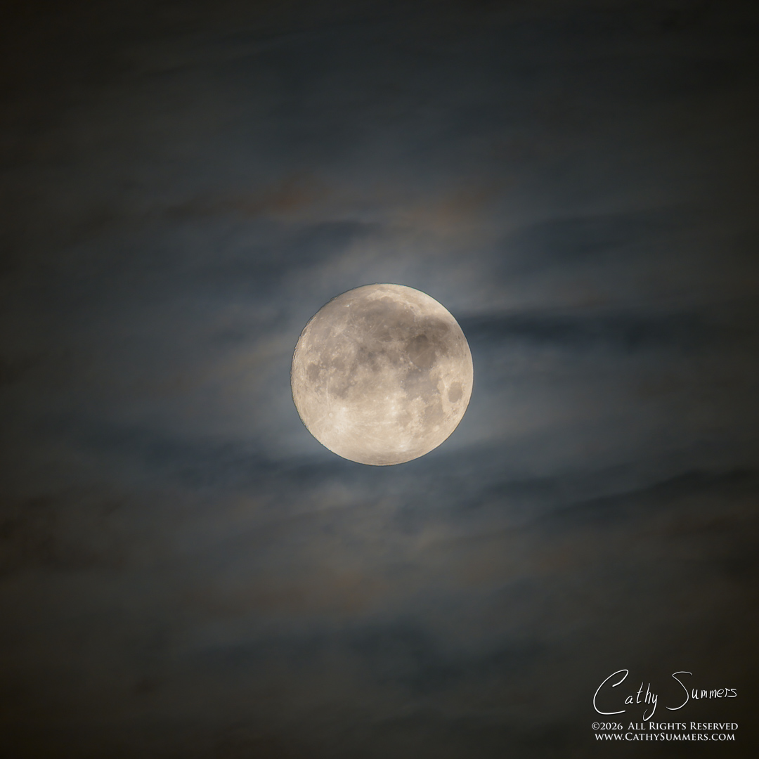 Almost Full Moon Shining Through the Clouds - Composite Photo / Exposure Blend