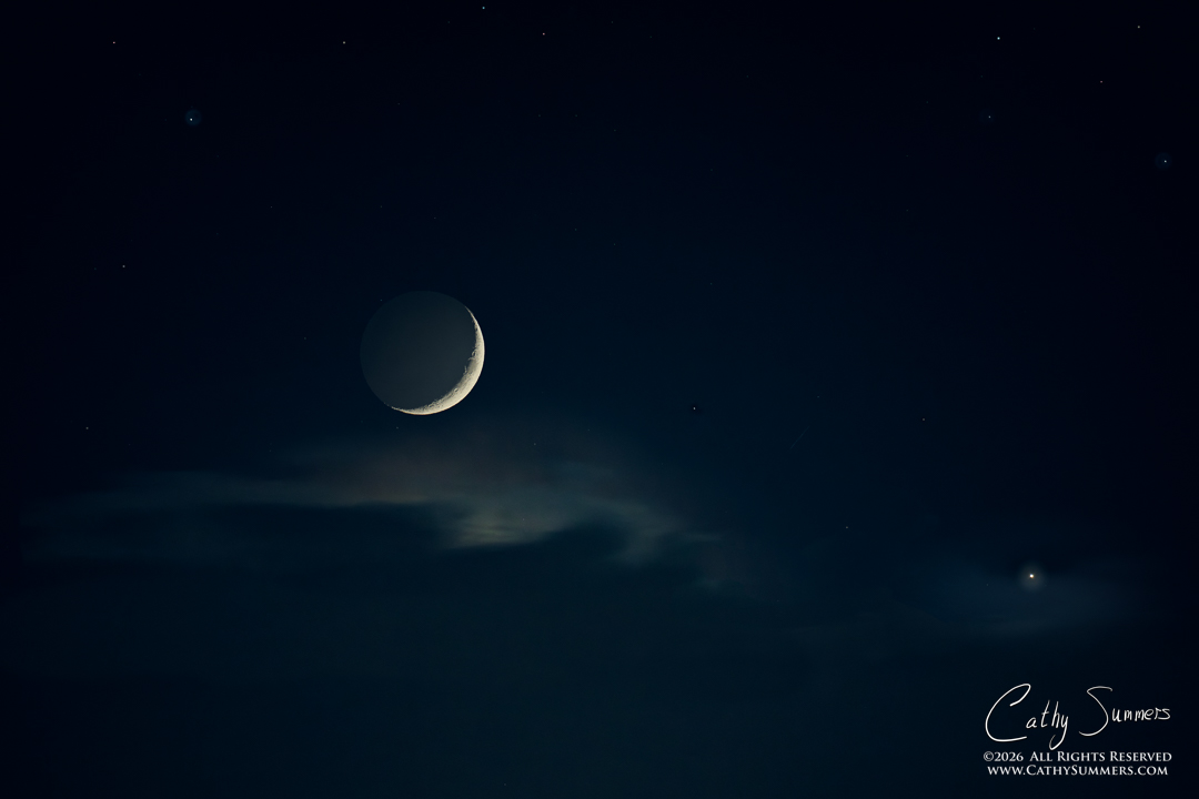 Moon and Venus Conjunction Just Above the Clouds