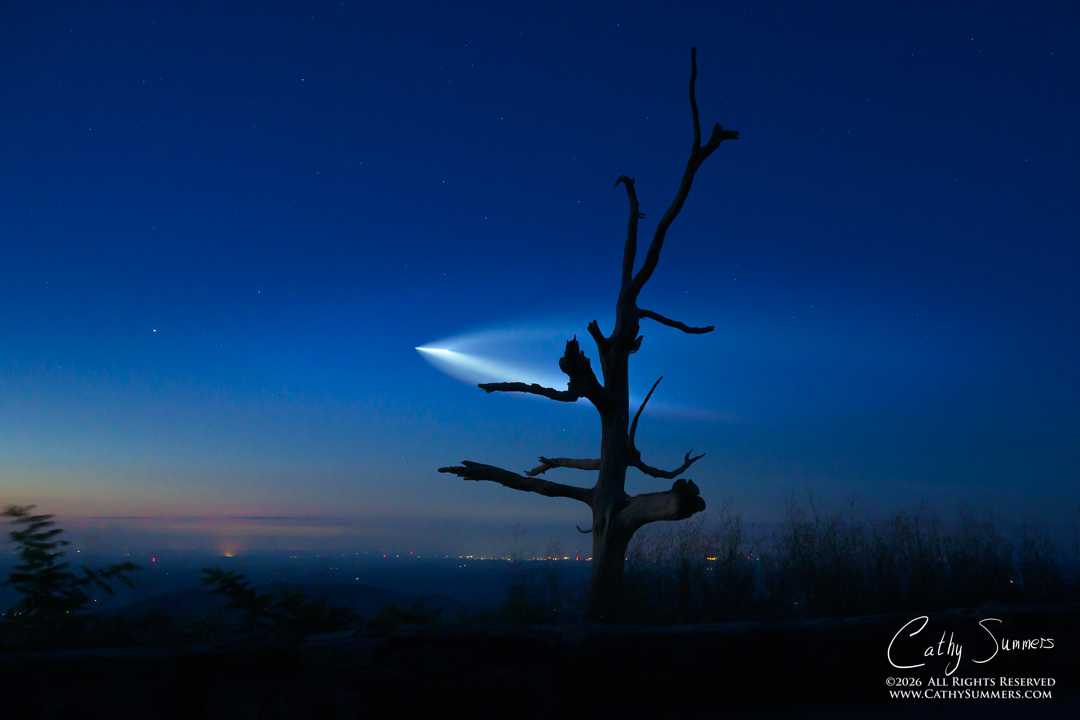 SpaceX Launch as Seen from Little Devil Stairs Overlook in Shenandoah National Park