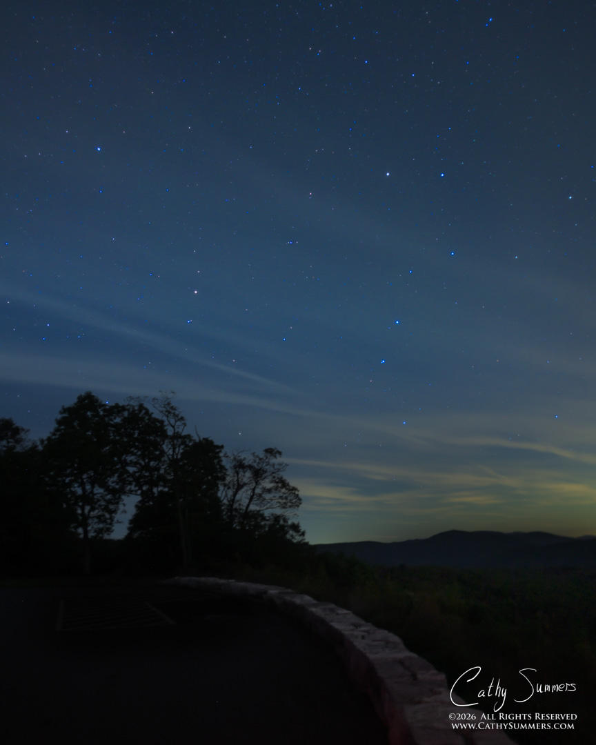 Big Dipper Through Light Clouds at the Moormans River Overlook, Shenandoah National Park
