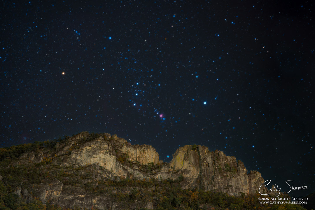 Orion Rises Over Moonlit Seneca Rocks - Composite Photo