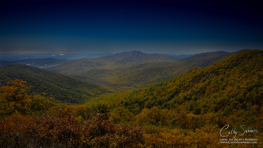 Old Rag Under the Light of the Hunters Moon from Pinnacle Overlook, Shenandoah National Park