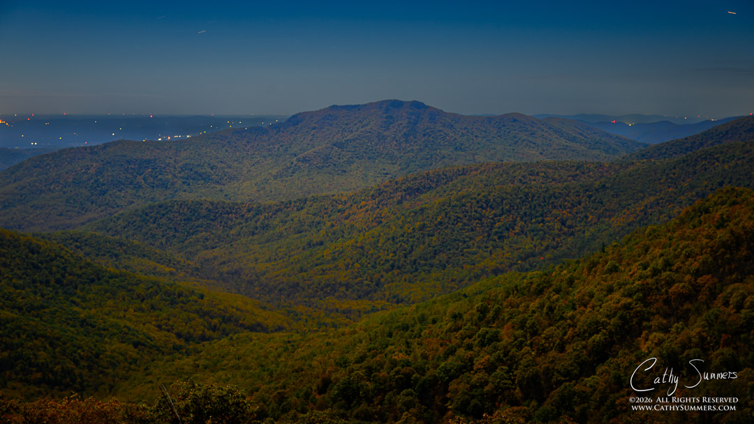 Old Rag Under the Light of the Hunters Moon from Pinnacle Overlook, Shenandoah National Park