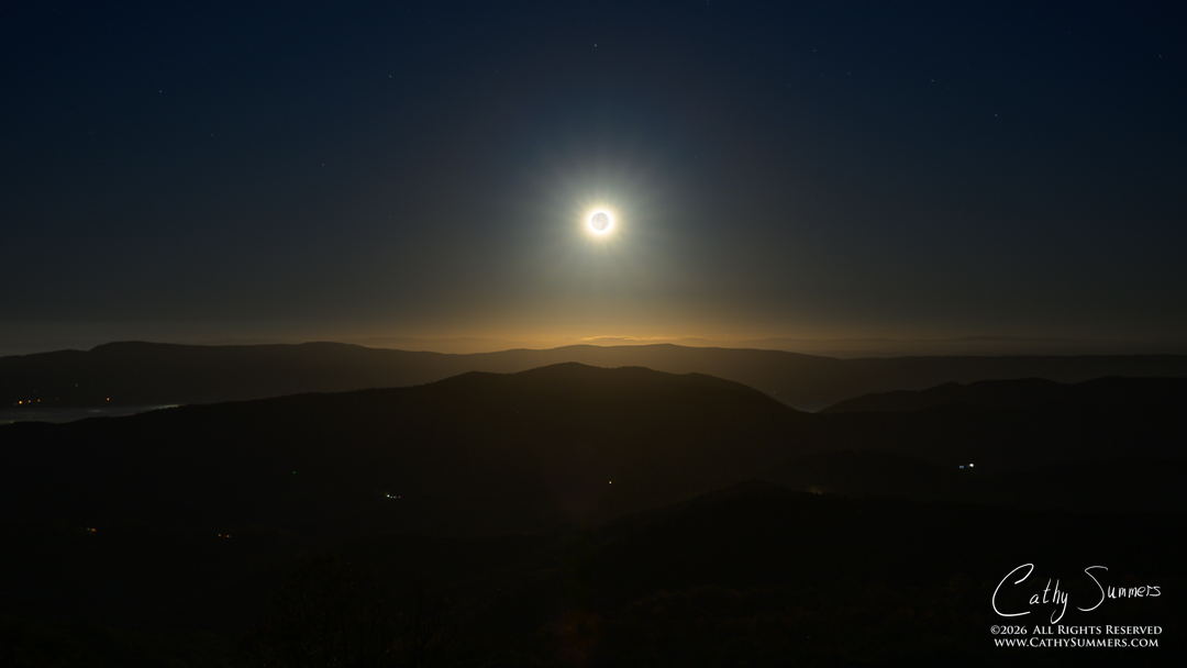 Hunters Moon Setting from the Point Overlook, Shenandoah National Park - Composite Photo