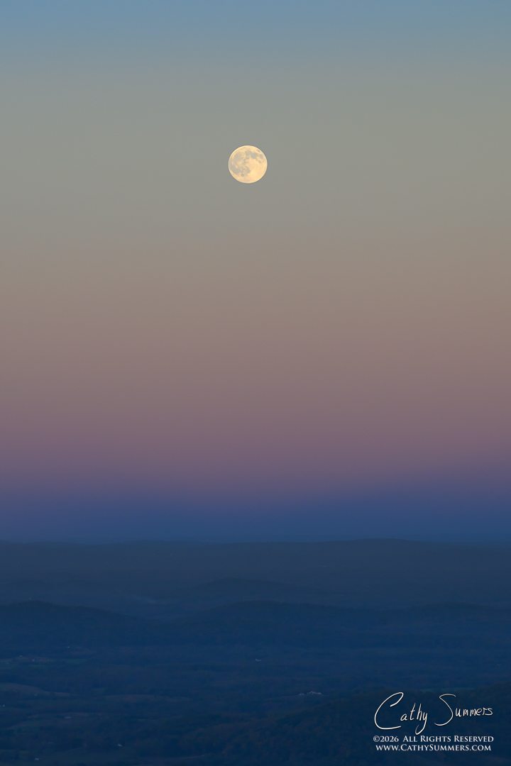 Rising Hunters Moon in the Belt of Venus from Hazel Mountain Overlook, Shenandoah National Park