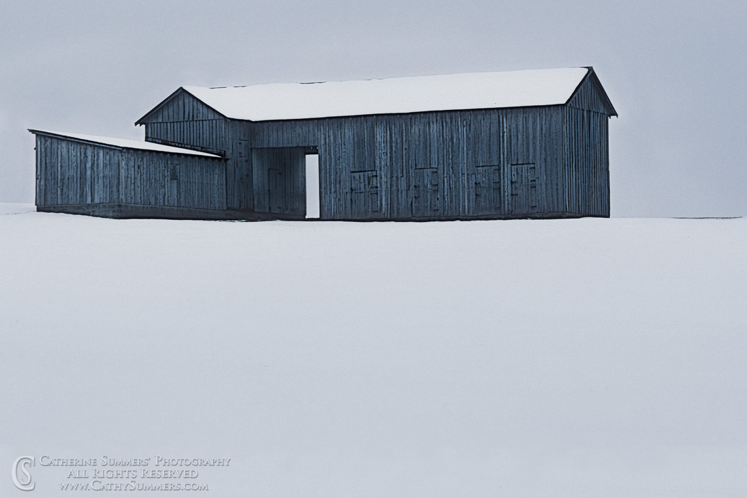 Gray Barn in Snow Field with a Gray Sky #1: Middleburg, Virginia